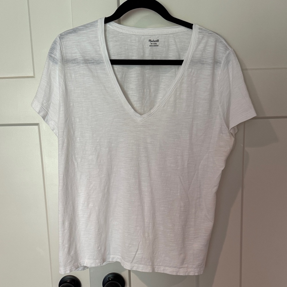 Madewell White V-Neck Short Sleeve Tee XXL